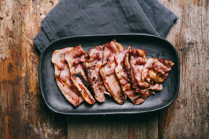 Delicious bacon on the tray