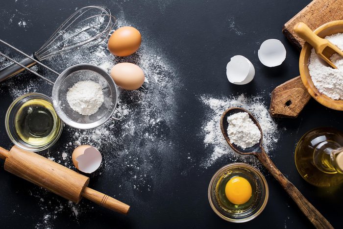 eggs, flour, baking materials