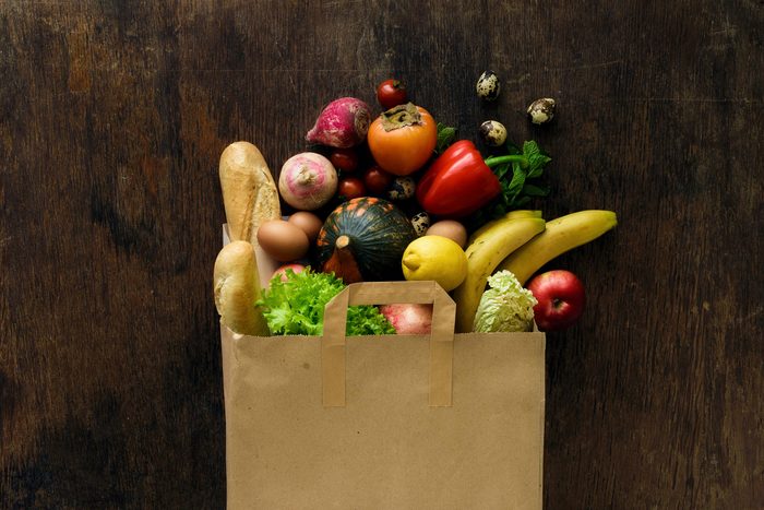 grocery bag full of produce