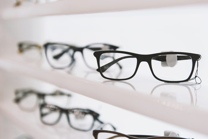 Eye glasses in a store