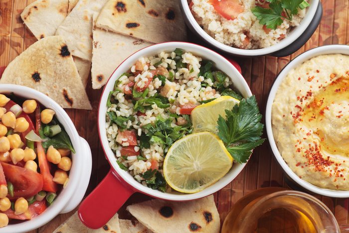 Tabbouleh, middle eastern salad with bulgur wheat pasta, tomato and parsley
