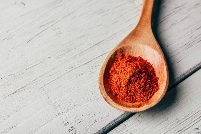 Spoonful of red chili peppers powder