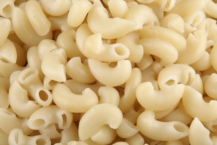 Closeup of cooked pasta.