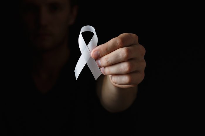 lung cancer ribbon, white ribbon, a symbol of the fight against lung cancer
