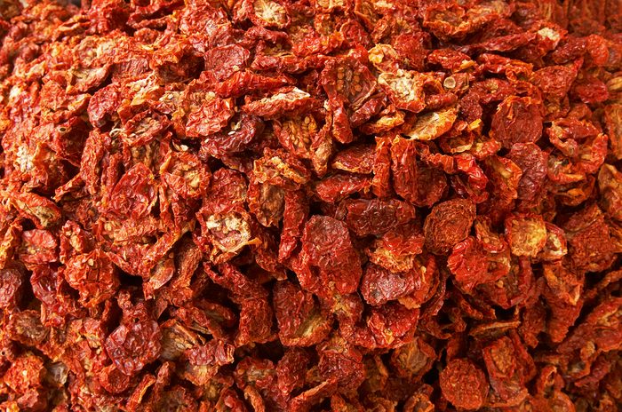 Sun-dried tomatoes from top view