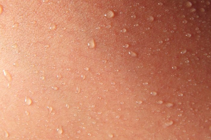 closeup of skin sweat perspiration