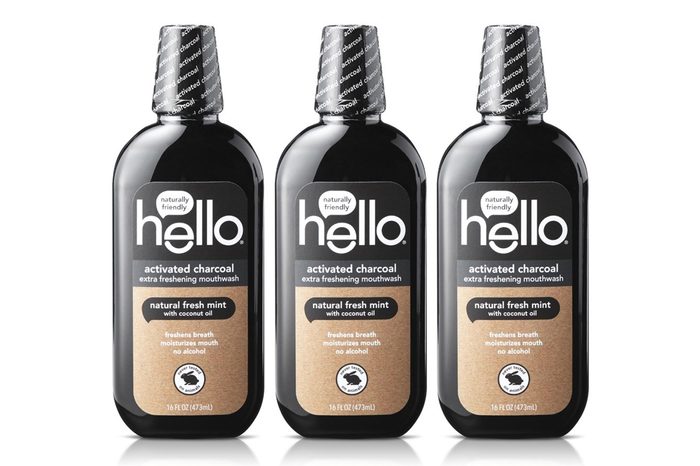 3 bottles of Hello Oral Care Activated Charcoal Teeth Whitening Fluoride Free Mouthwash