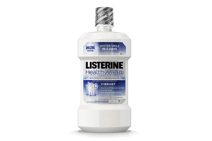 Listerine Healthy White Vibrant Multi-Action bottle of Fluoride Mouth Rinse, Foaming Anticavity Mouthwash