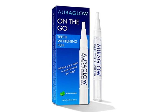 AuraGlow Teeth Whitening Pen package and pen