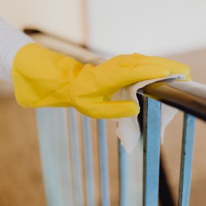 cleaning and disinfecting home railing