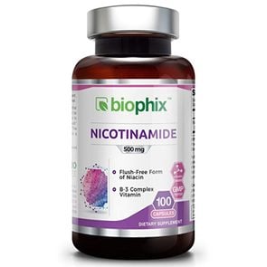 B-3 Nicotinamide 500 mg 100 Capsules - Natural Flush-Free Vitamin Formula | Gluten-Free Nicotinic Amide Niacin | Supports Skin Health | Healthy Cell Repair