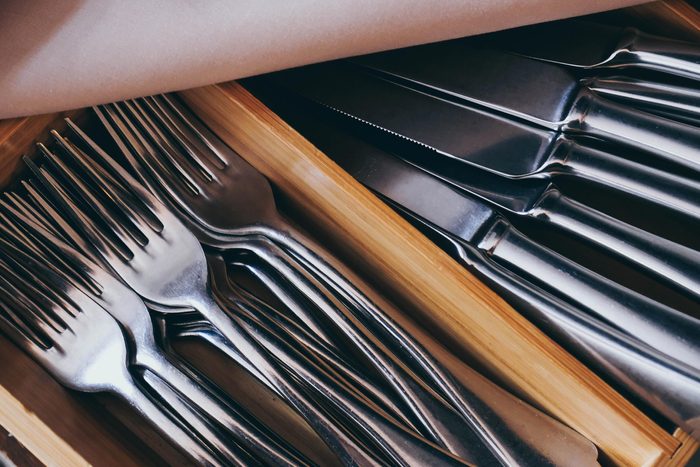 silverware utensils in a drawer