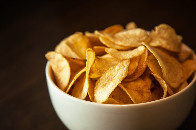 bowl of potato chips snack