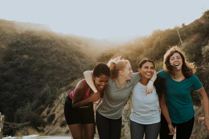 women friends hiking
