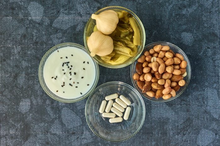 Probiotic active components like yogurt and supplements