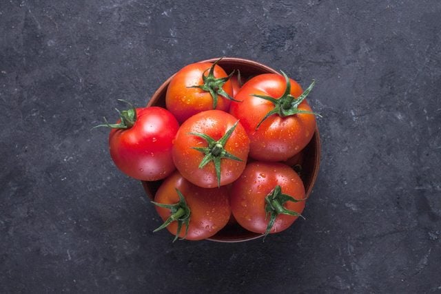 bowl of red, ripe tomatoes