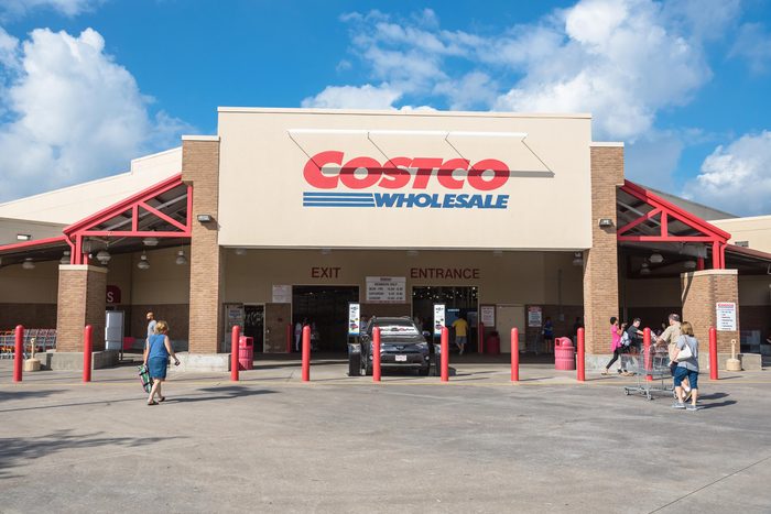 shoppers outside a costco store