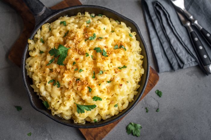 Mac and cheese in a skillet
