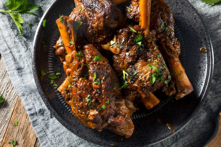 Homemade Braised Lamb Shanks with Sauce and Herbs