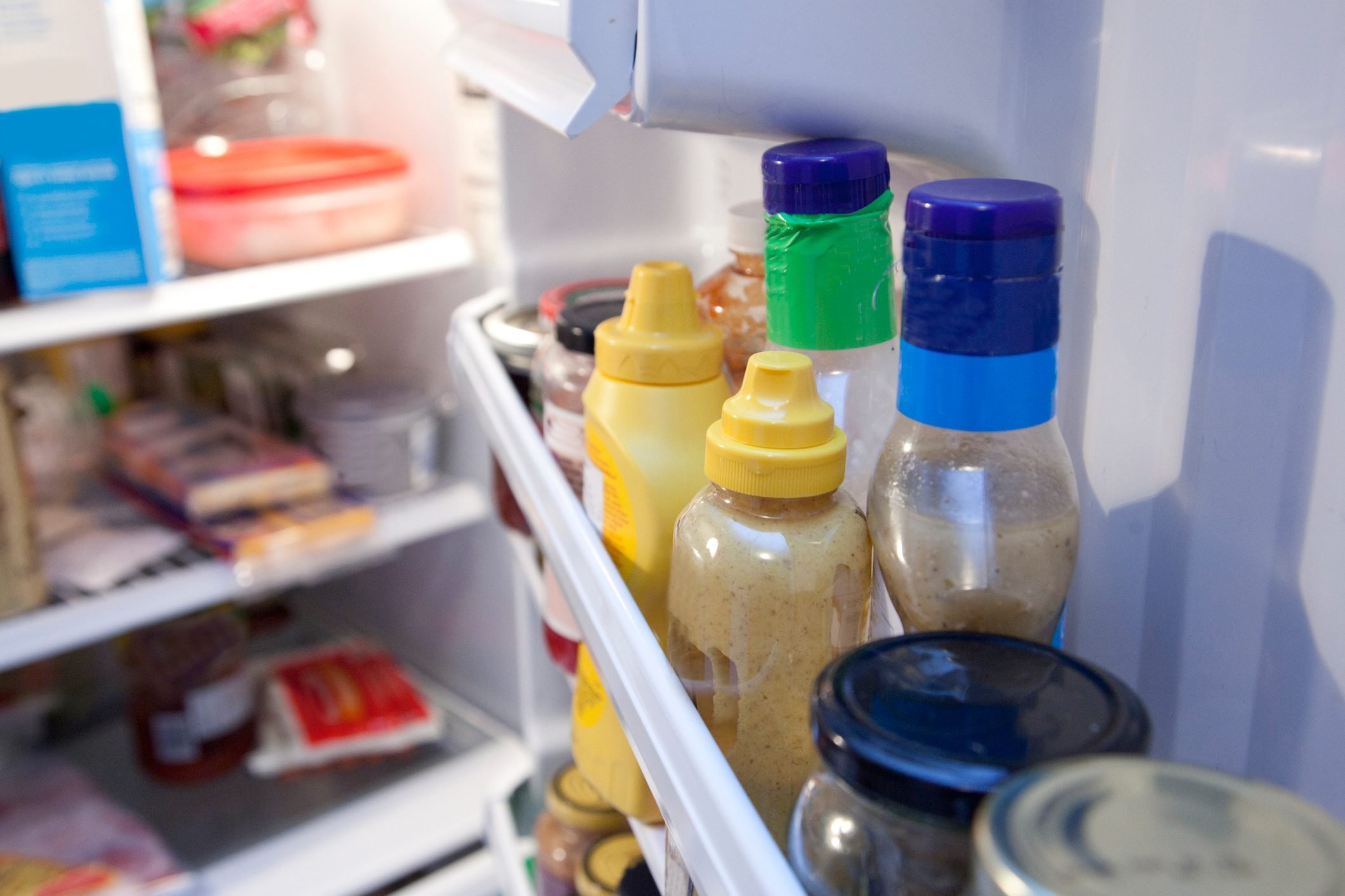 condiments in refrigerator