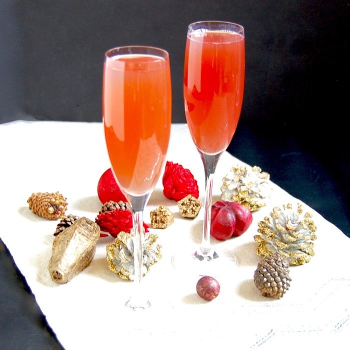 Pomegranate French 75 cocktail mocktail
