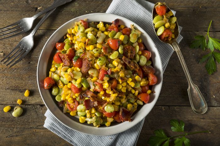 Homemade Succotash with Lima Beans Corn and Bacon