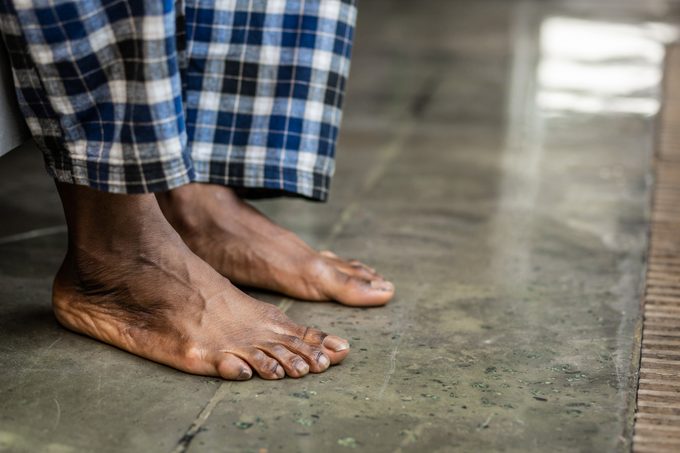 close up of man's bare feet