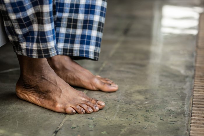 close-up of man's bare feet