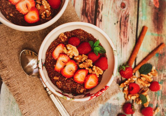 red quinoa breakfast bowl