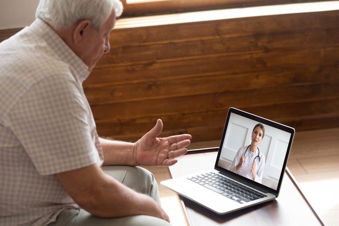 man talking to his doctor on video call