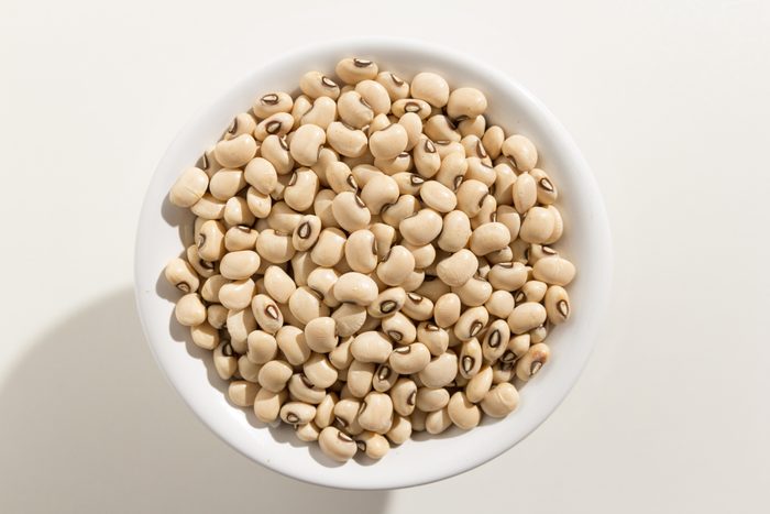 overhead shot of a bowl of beans