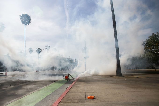 tear gas filling the streets in santa monica california