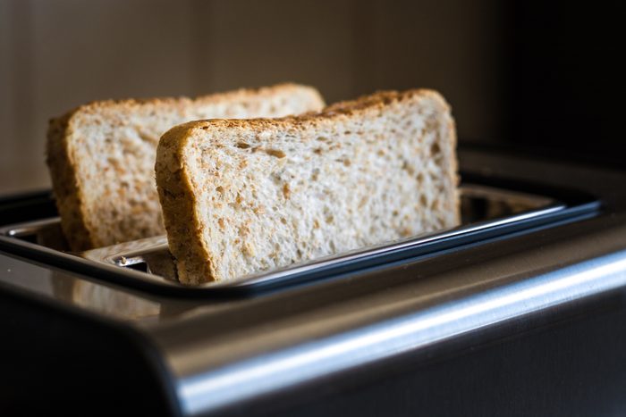 close up of bread in toaster