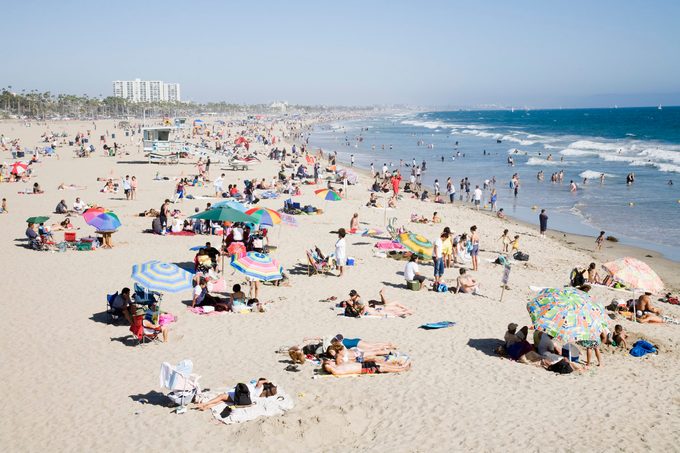 Crowded Santa Monica Beach