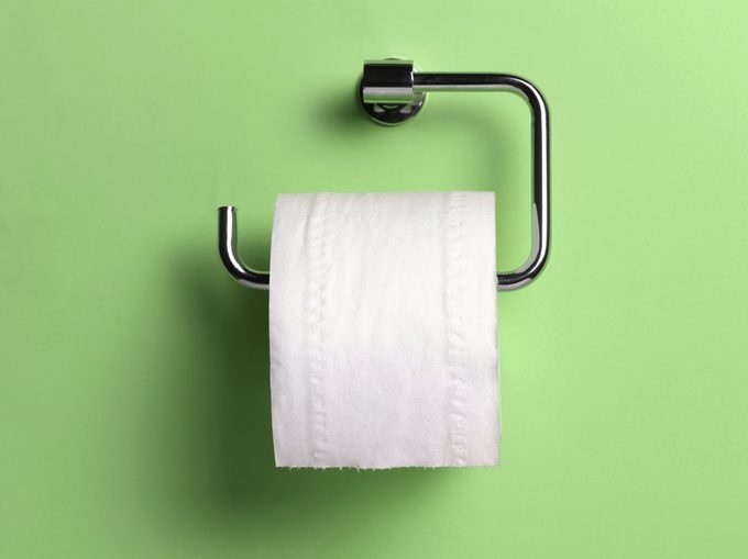 toilet paper holder on green background