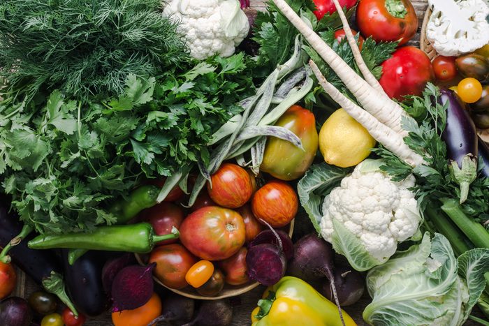 Colorful variety, plant-based food, home-grown harvest