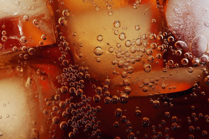 soda with ice full frame close up