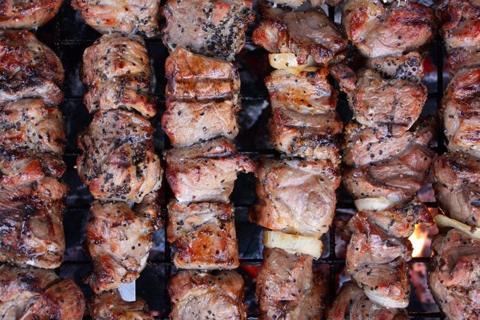 Full Frame Shot Of Meat On Barbecue Grill