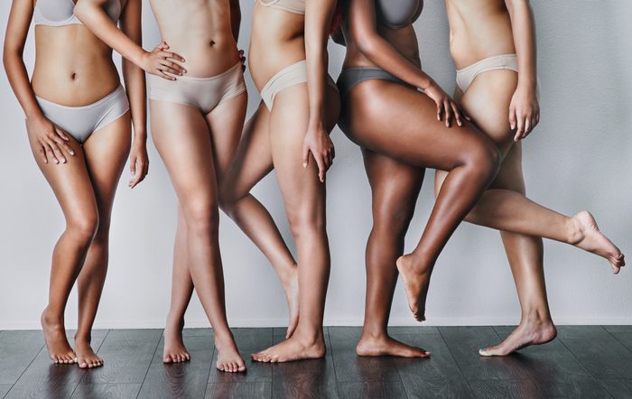 cropped shot of five woman in underwear