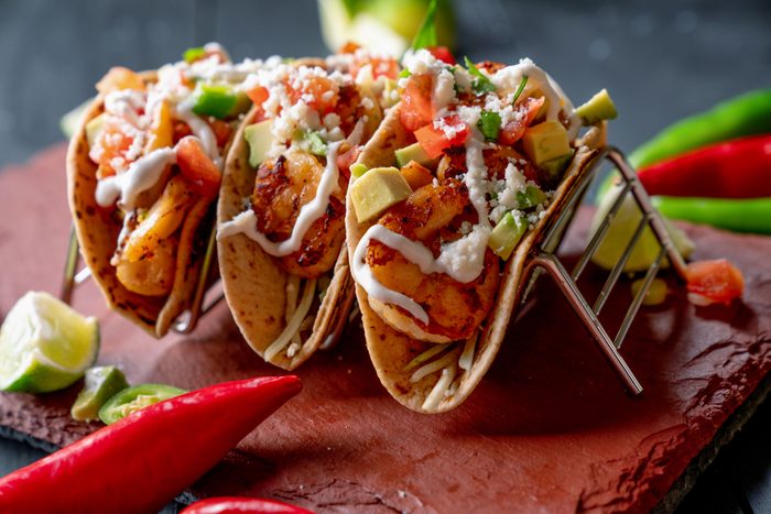Colorful Street Tacos, Shrimp - Seafood, Fish, Grilled, Ready-To-Eat