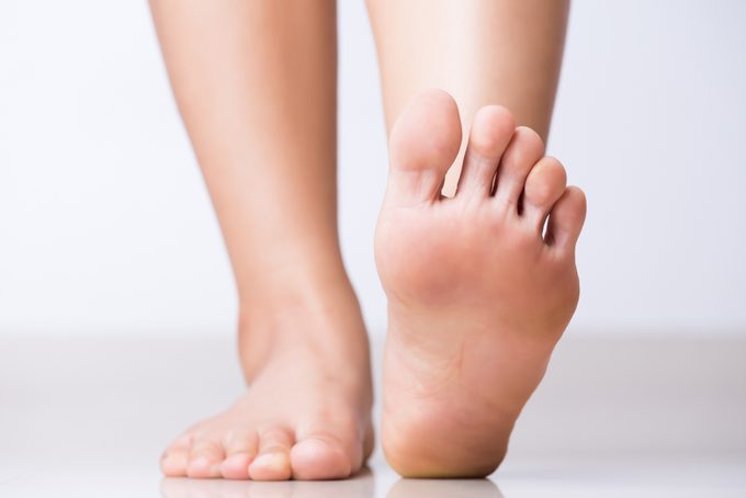 Closeup female foot Healthcare concept.