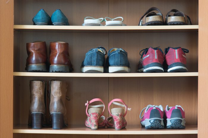 various shoes on shelf