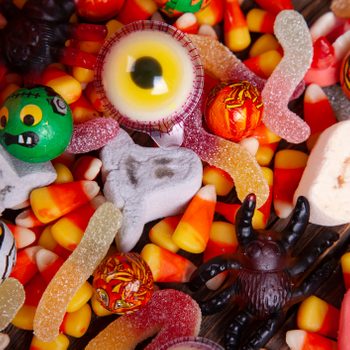 Mixed Halloween candy background