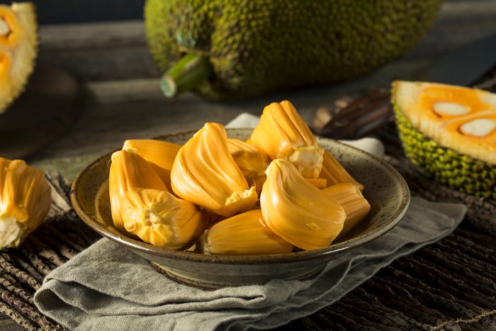 fresh jackfruit pieces in a bowl