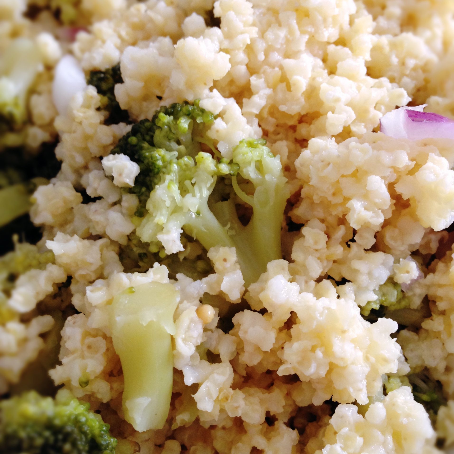 Close-Up Of Sorghum With Broccoli And Onion