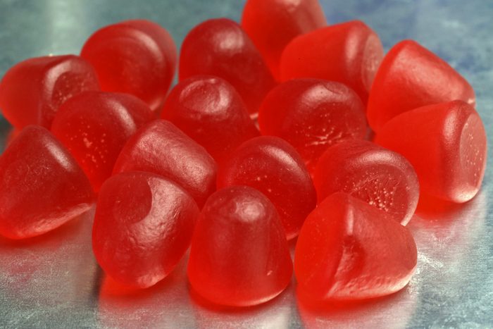 red gummy vitamins close up