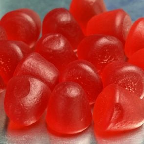 red gummy vitamins close up