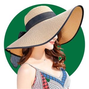 Womens Wide Brim Sun Protection Straw Hat Foldable Floppy Hat Summer Uv Protection Beach Cap