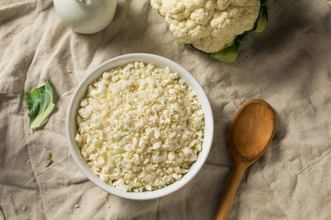 Homemade Organic Raw Cauliflower Rice