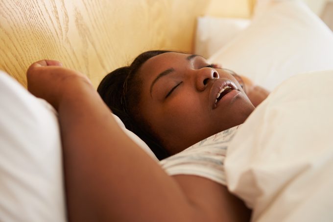 woman sleeping with dry mouth